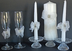 Picture of Wedding Accessories - "Sheer Ribbon & Diamond Bow" 8 pc Set by Hearts for You