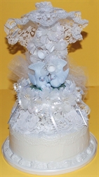 Picture of Wedding Cake Topper with Doves & Bells under Umbrella
