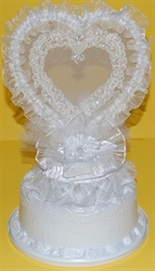 Picture of Wedding Cake Topper - Beaded Heart with Flower by Jamie Lynn