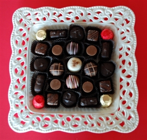 Picture of Porcelain Dish with Gourmet Truffles & Chocolates